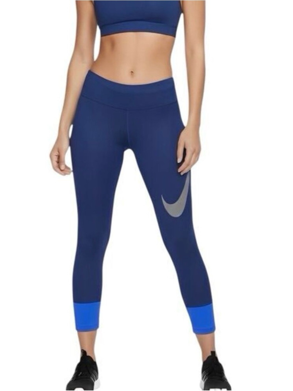 Nike Women’s Navy Dri-FIT Essential Twist Crop Leggings Size Small Swoosh